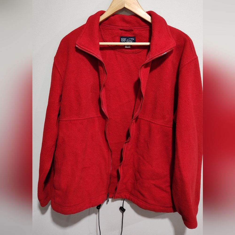 Lands End Women's Regular Red Fleece Full Zip Jacket Size, Polartec, Large 14-16 - Picture 8 of 11